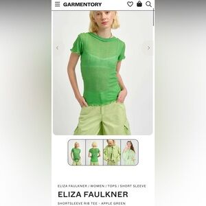 Eliza Faulkner shortsleeved rib green top XS